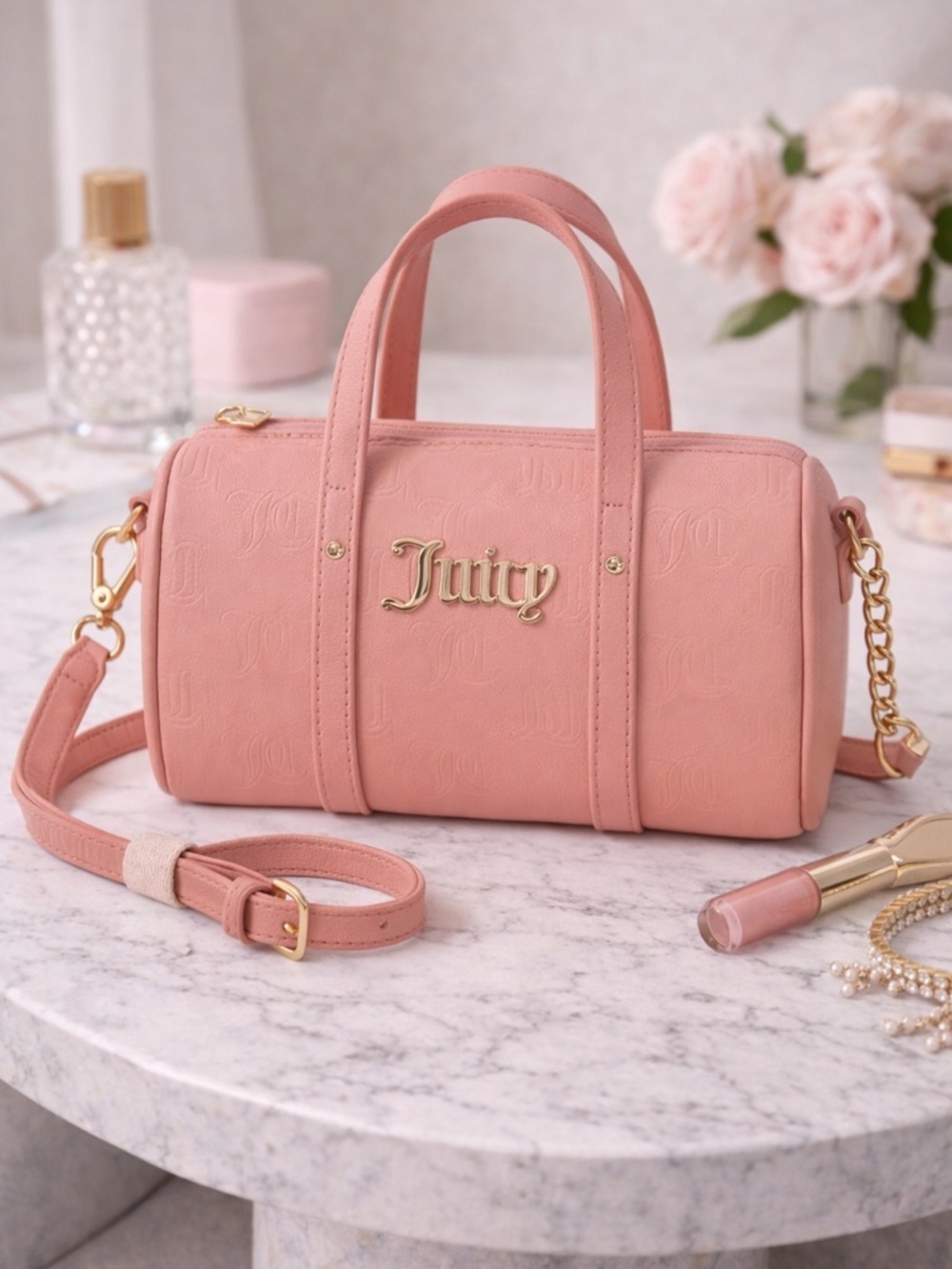 Juicy Couture Pink Embossed Logo Satchel shoulder bag